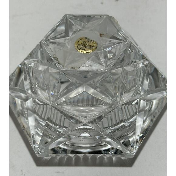 CRISTAL‎ D’ARQUES 24% LEAD CRYSTAL HEXAGONAL VOTIVE CANDLE HOLDER FRANCE - Picture 3 of 6